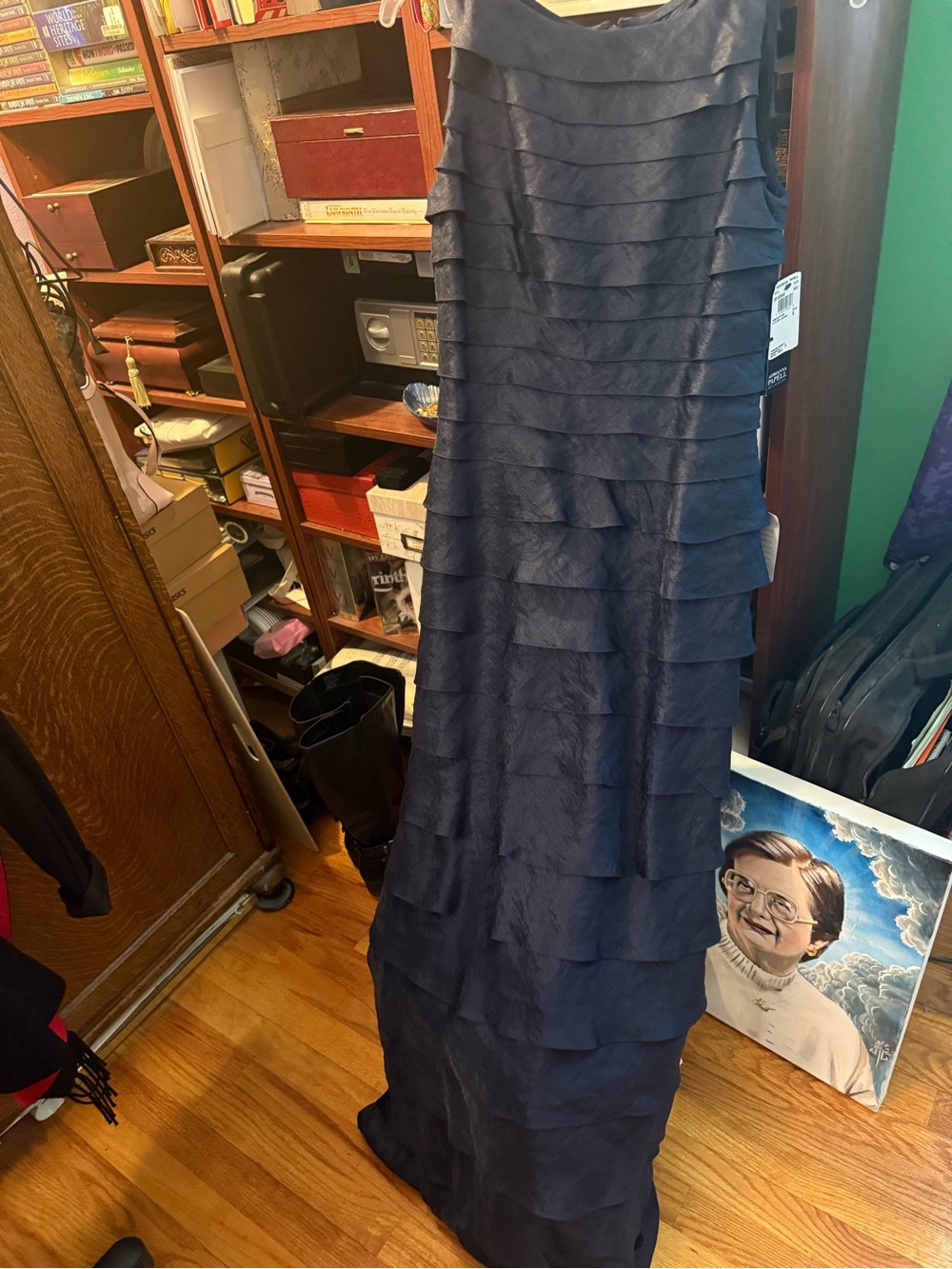 Adrianna Papell Navy Long Gown